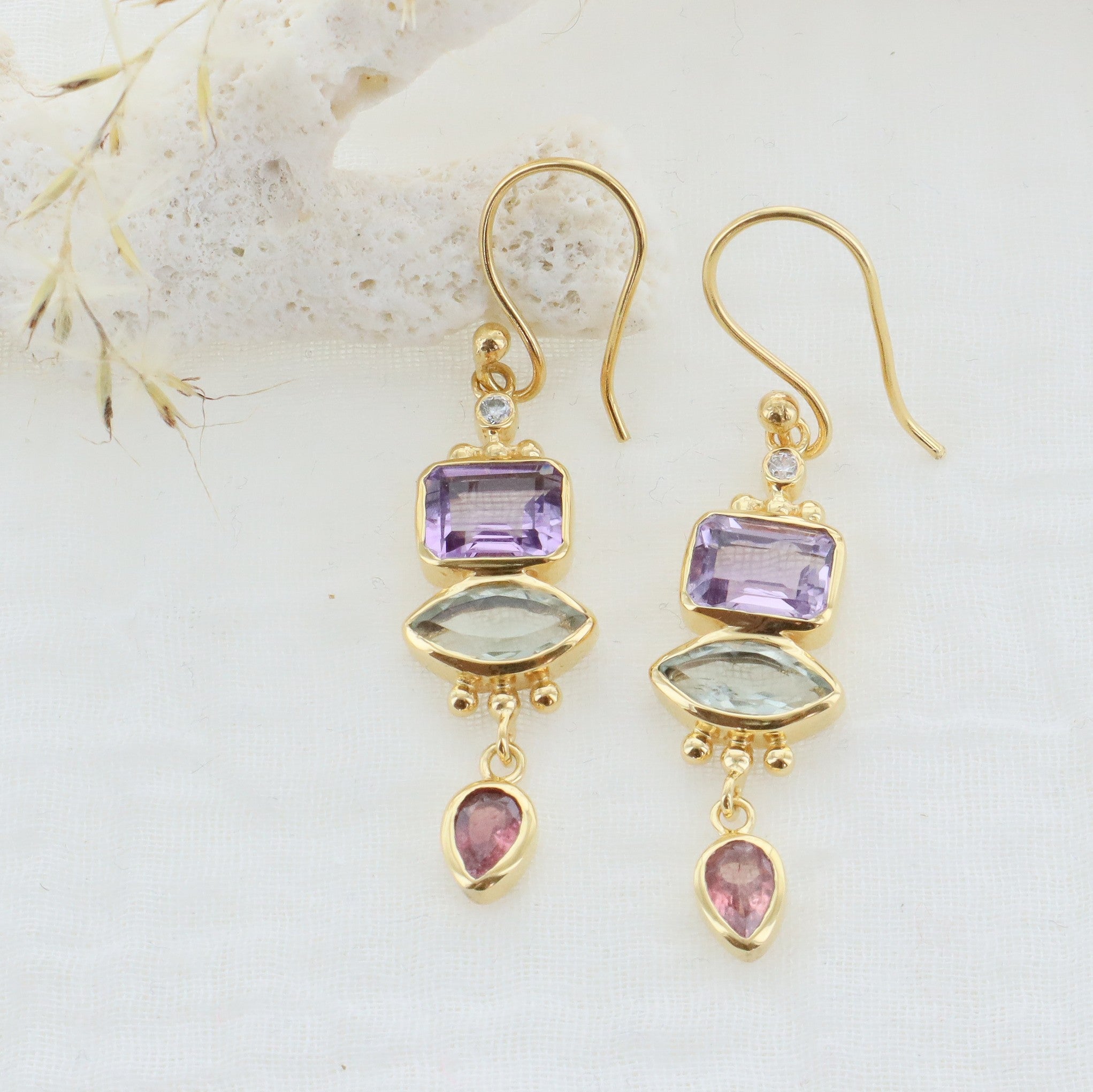 Leticia Ponti Paloma boucles améthyste tourmaline 4,5cm