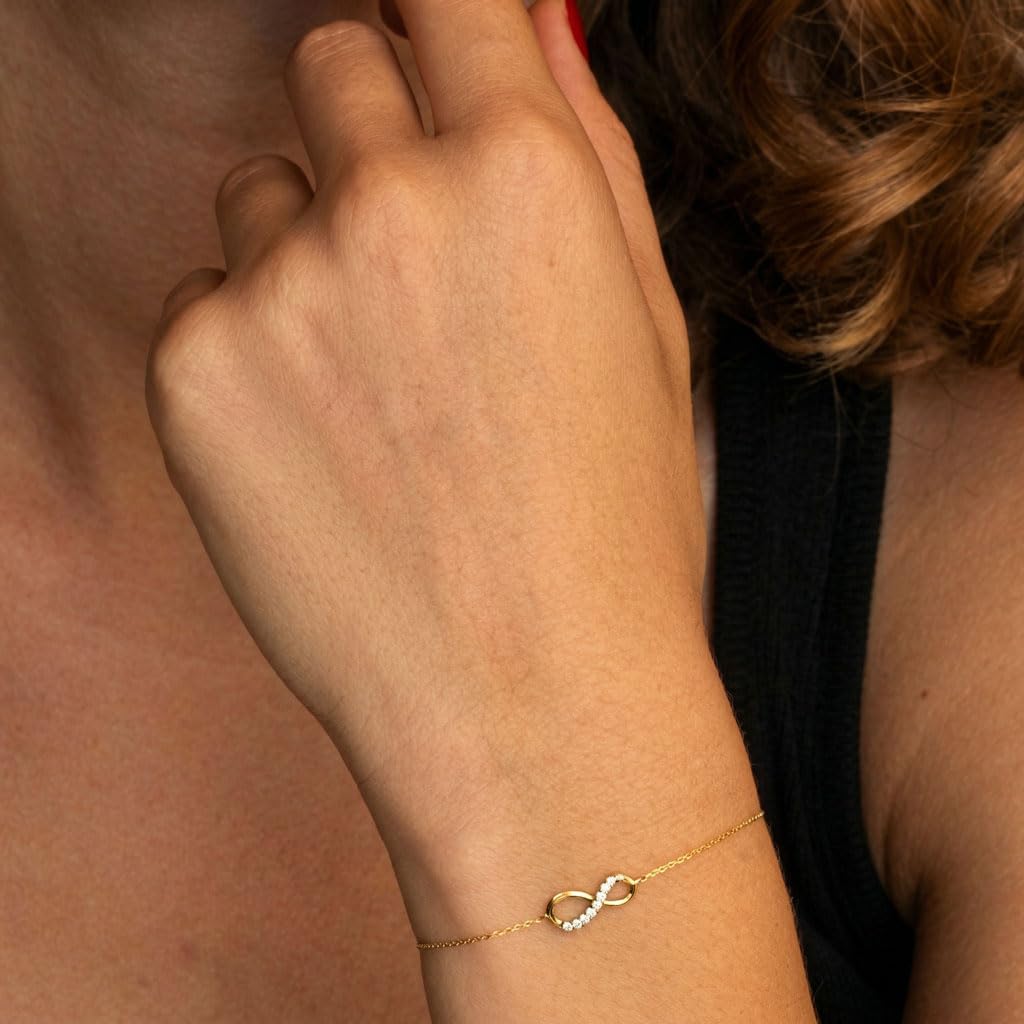 L'Atelier d'Azur Bracelet Infini Or Jaune Zirconiums Femme 18 cm