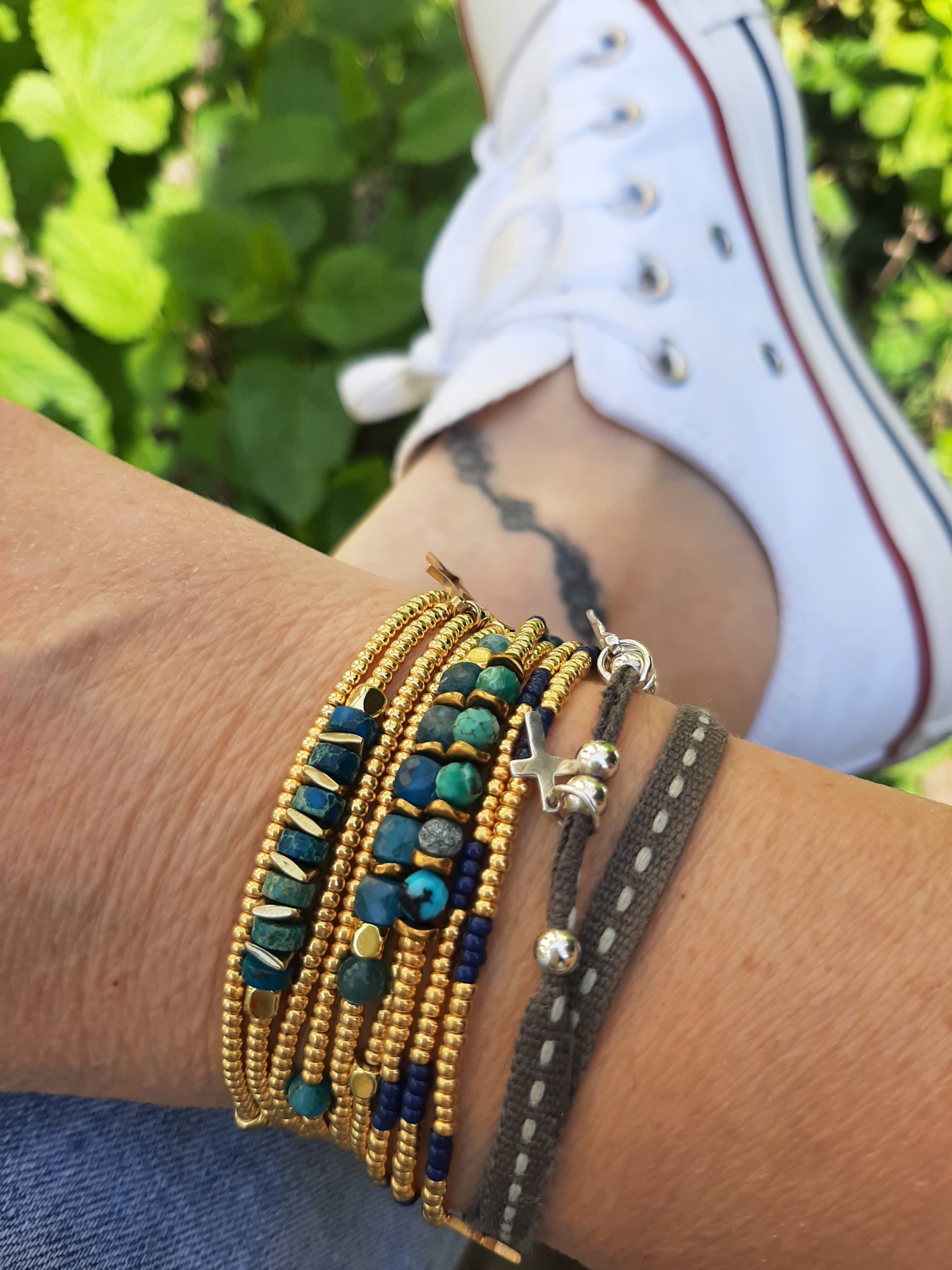 Les Ailes de Gloria Multirangs African Blue bracelet bleu