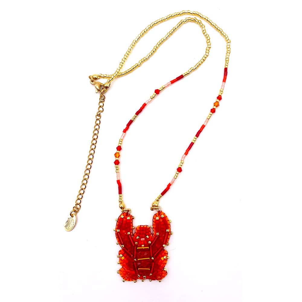 HYPNOCHIC Homard collier perles rouges fantaisie