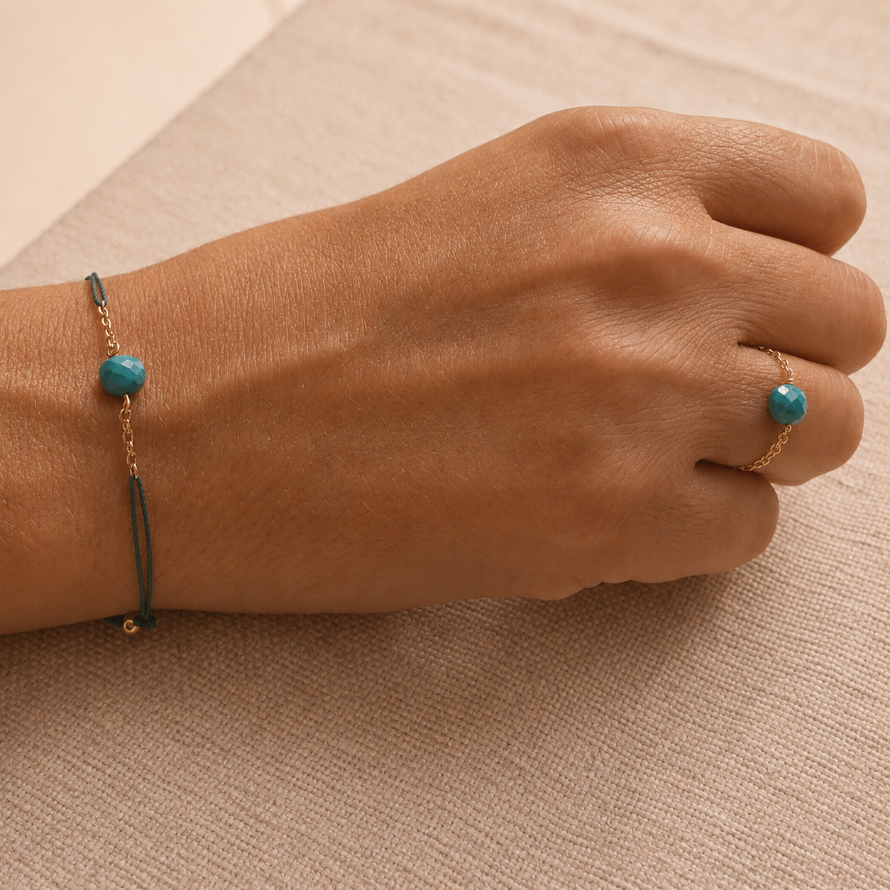 Ô PLUM Amazonite bracelet cordon réglable enfant adulte