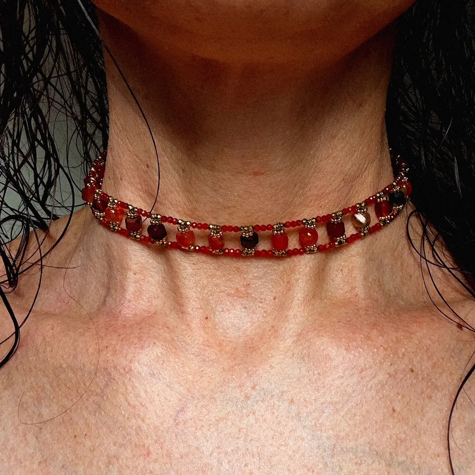 Mad So Creation Mira choker agate rouge 32,5cm