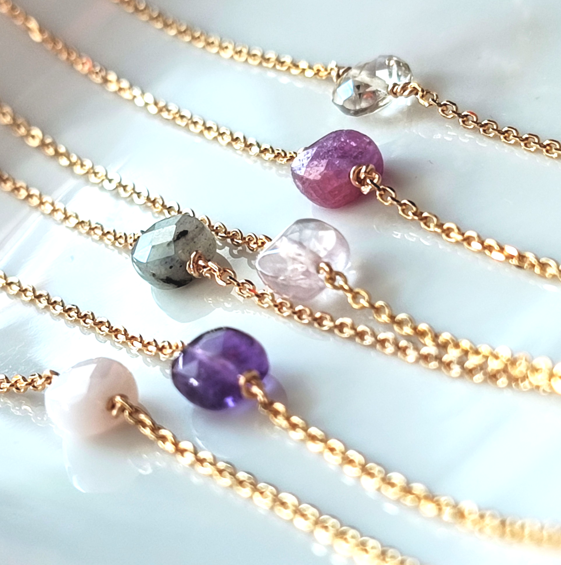 Ô PLUM Bracelet chaîne CHARLIE quartz rose plaqué or