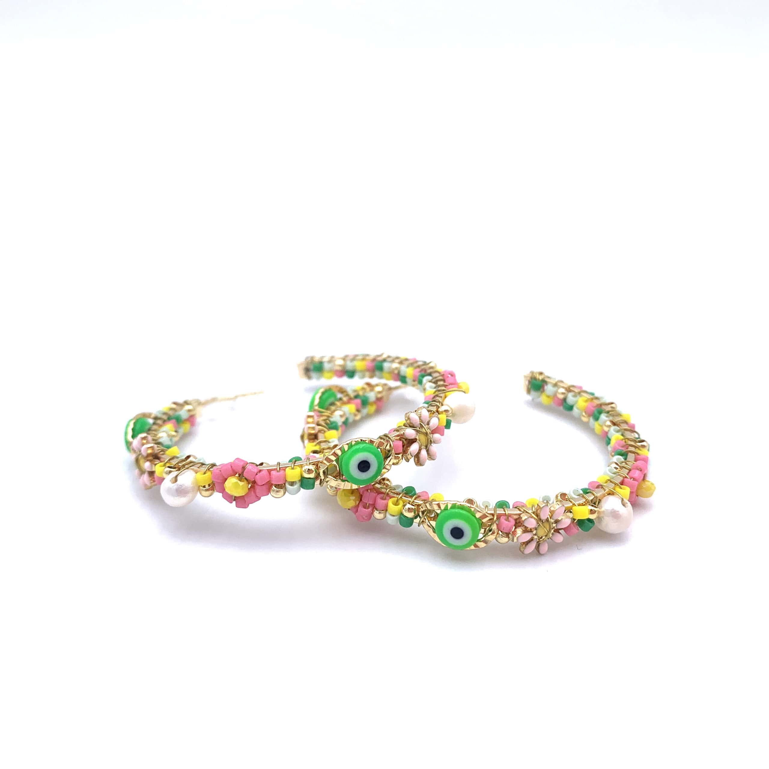 HYPNOCHIC Flora Boucles créoles fleurs perles 4,5 cm