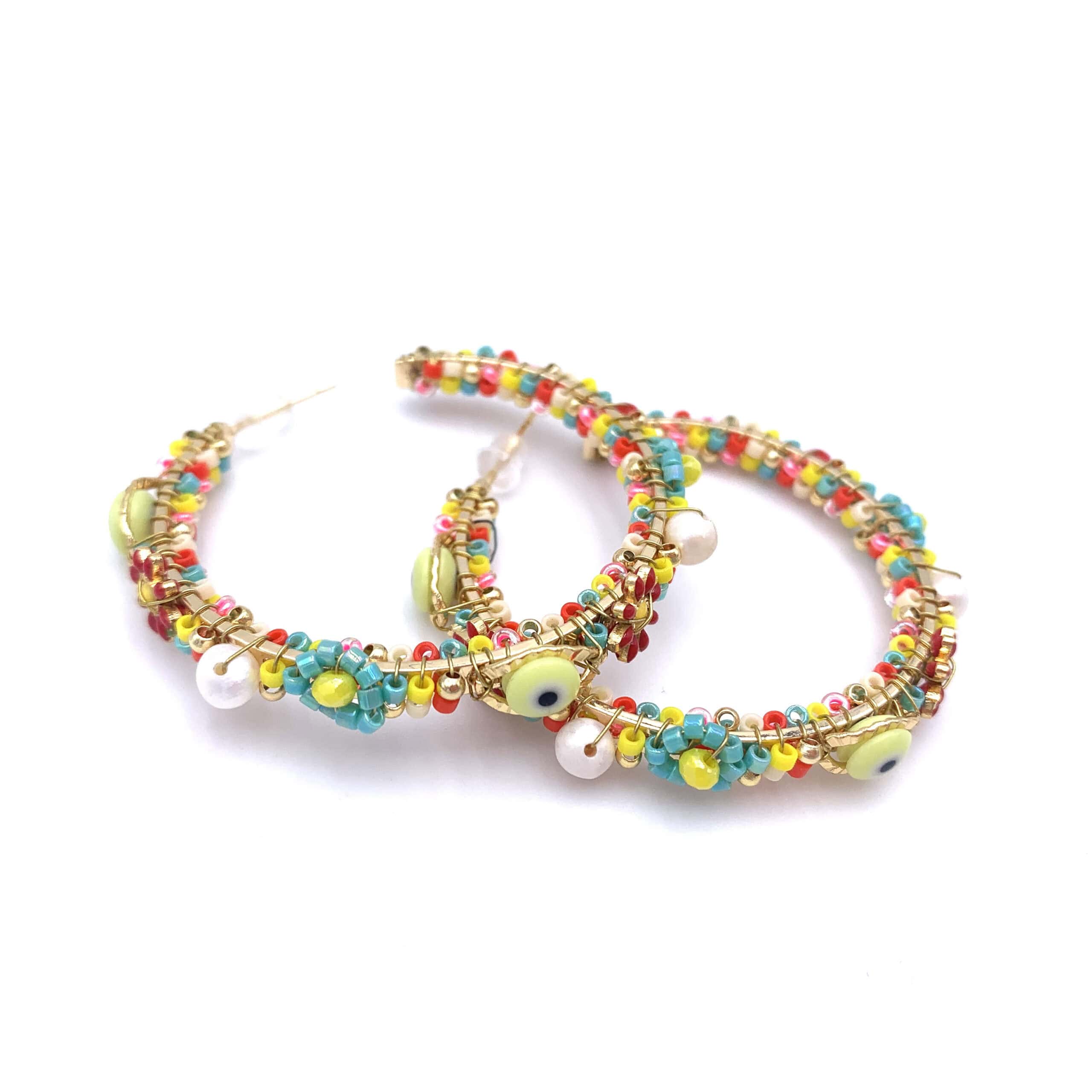 HYPNOCHIC Flora Boucles créoles fleurs perles 4,5 cm