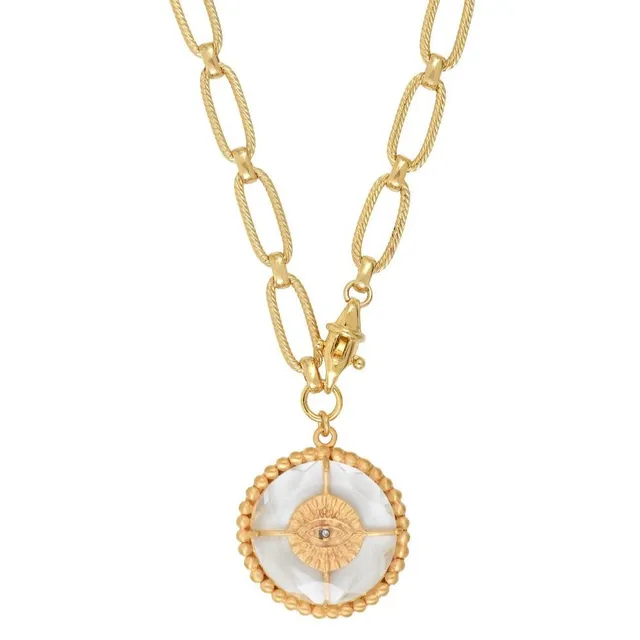 Leticia Ponti Luck Talisman sautoir cristal 60 cm plaqué or