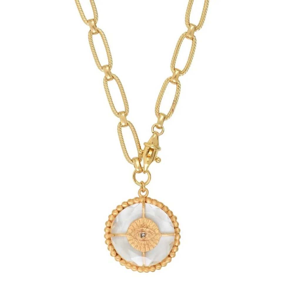 Leticia Ponti Luck Talisman sautoir cristal 60 cm plaqué or