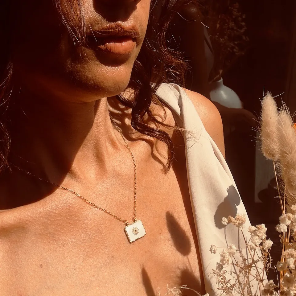 MAD SO CREATION Bianca collier doré pendentif nacre 46 cm