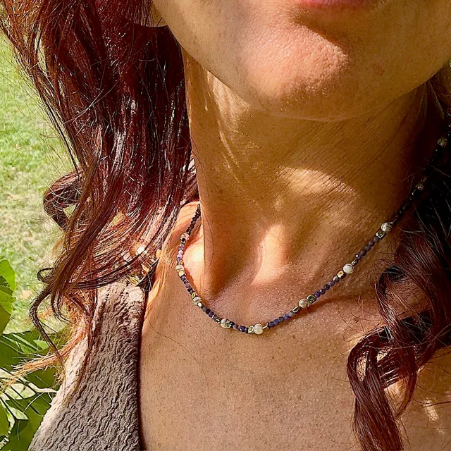 MAD SO CREATION Mya collier pierre sodalite facettée 40 cm