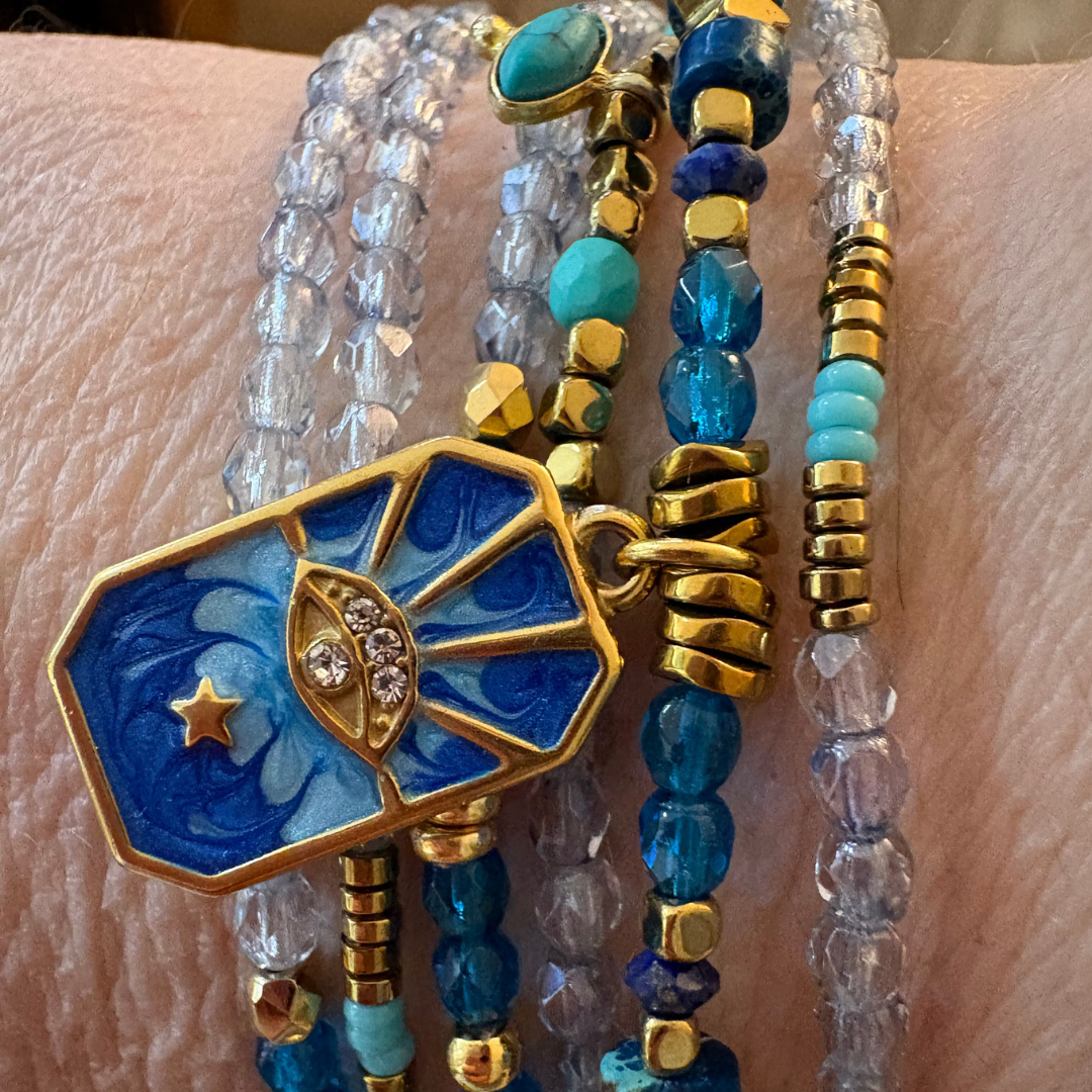 Les Ailes de Gloria Oracle d'Azur bracelet multirangs bleu