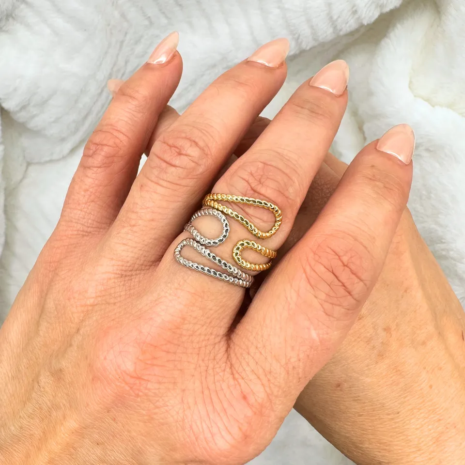 MAD SO CREATION Célie bague texturée doré ajustable acier