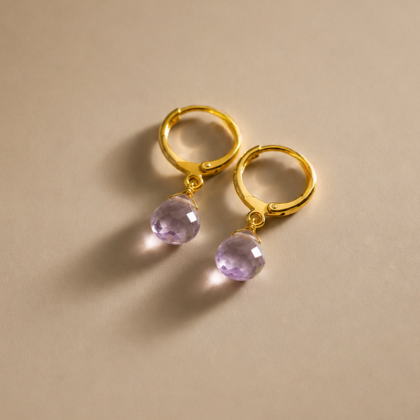 Ô PLUM AMY Amétrine boucles d'oreilles plaqué or goutte