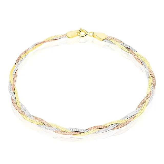 L'Atelier d'Azur Trois Ors bracelet tresse or tricolore 18 cm