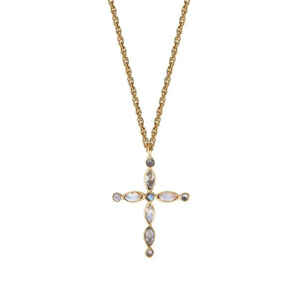 Leticia Ponti Croix collier labradorite 40cm plaqué or