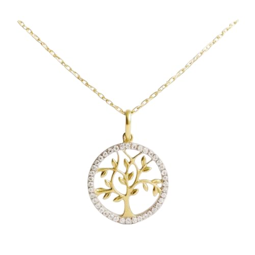 L'Atelier d'Azur Arbre de Vie collier or jaune zirconiums 45 cm