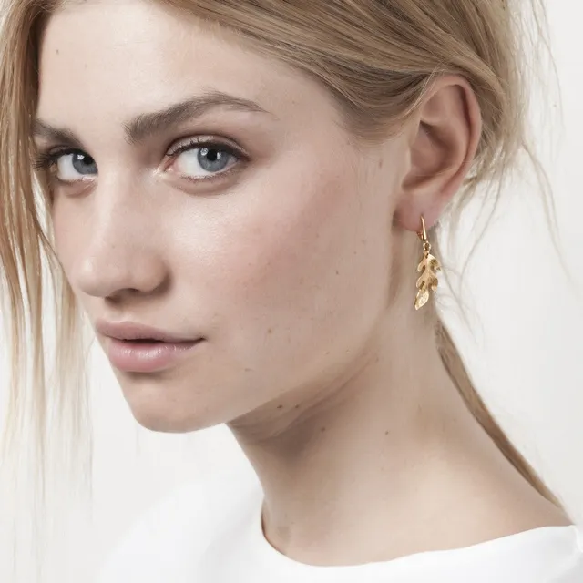 Leticia Ponti Feuille boucles d’oreilles doré or fin 24 carats