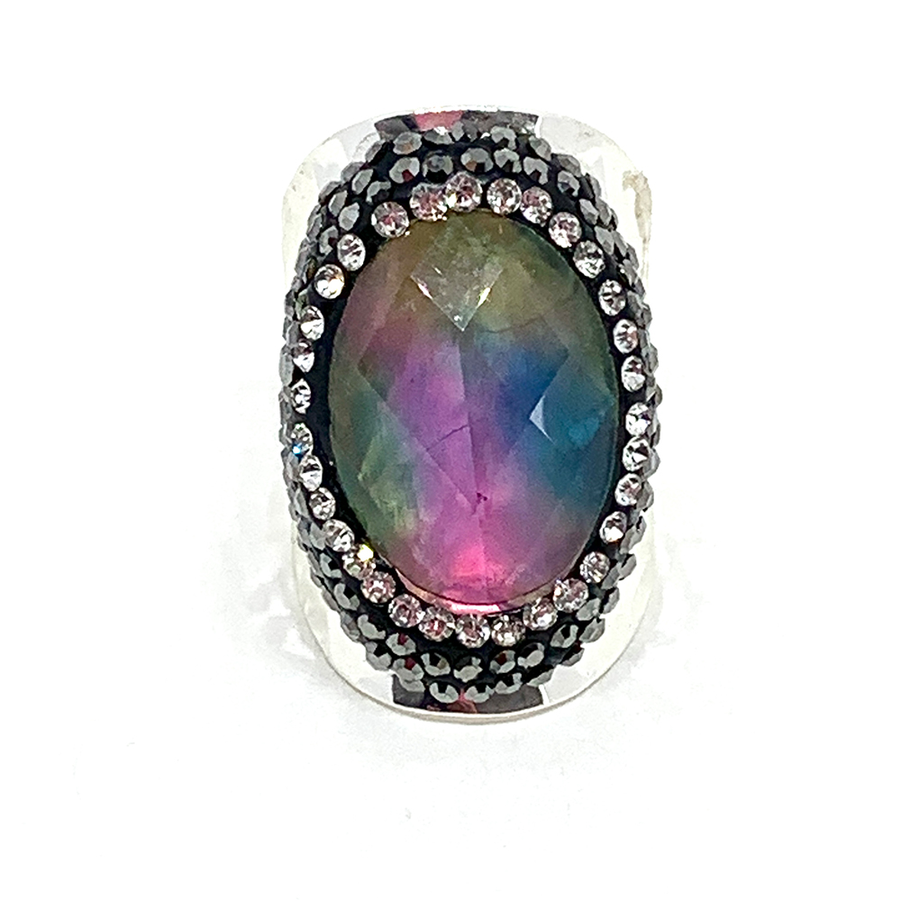 Hypnochic Dazzle Shell bague argentée strass pierre
