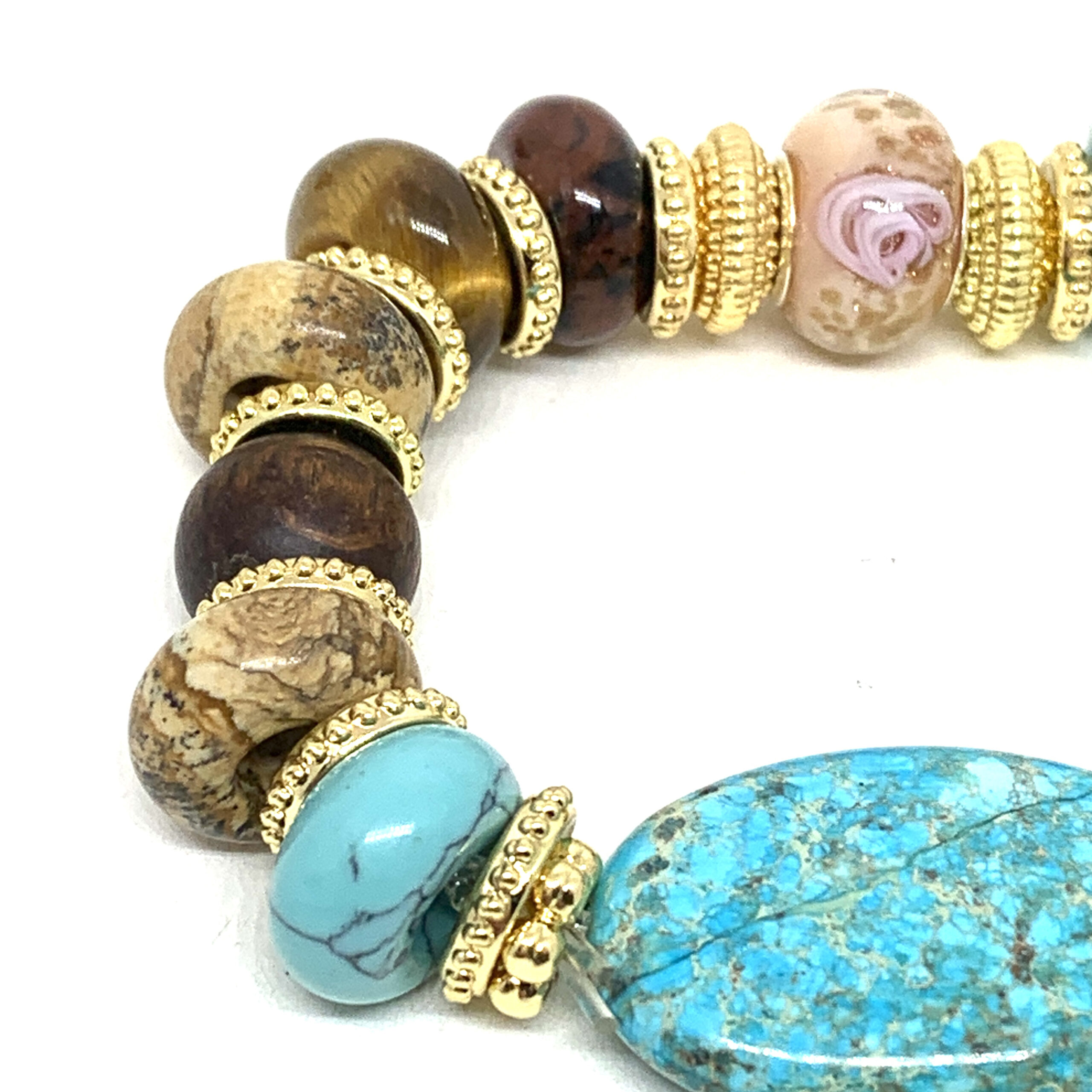 Hypnochic Deva bracelet pierres turquoise œil de tigre
