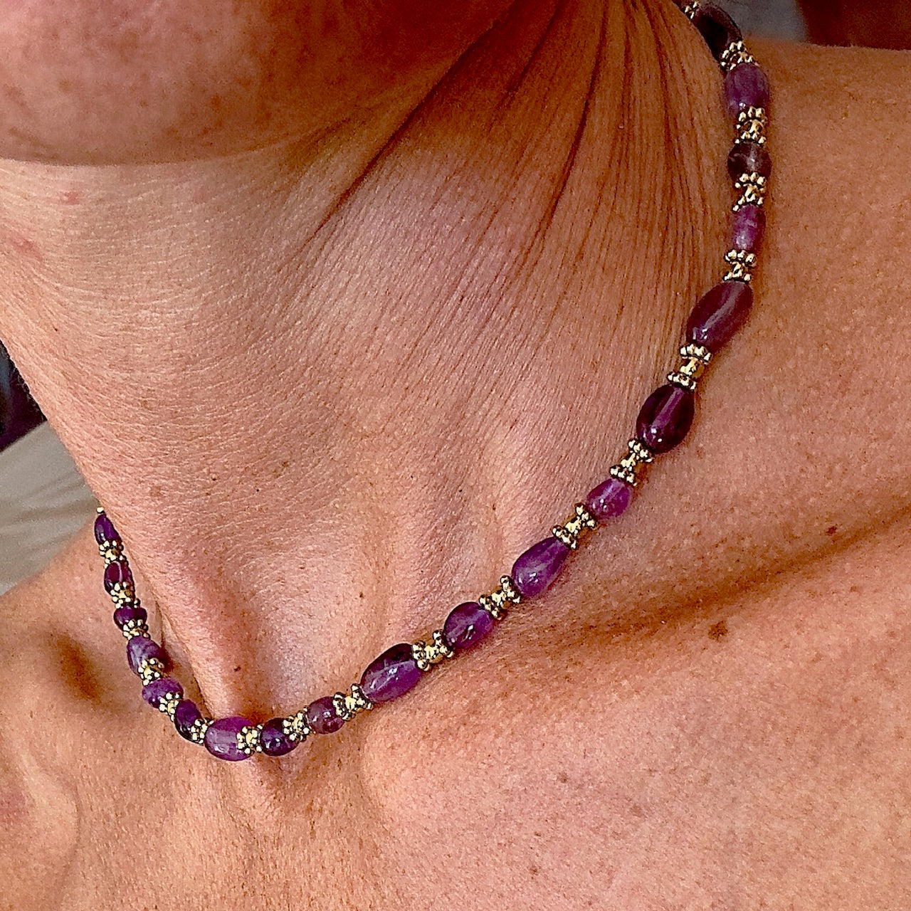 MAD SO CREATION Olie collier pierre tourmaline 38 cm acier