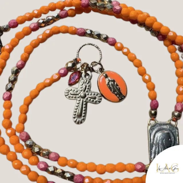 Les Ailes de Gloria Chapelet Boho Orange collier sautoir