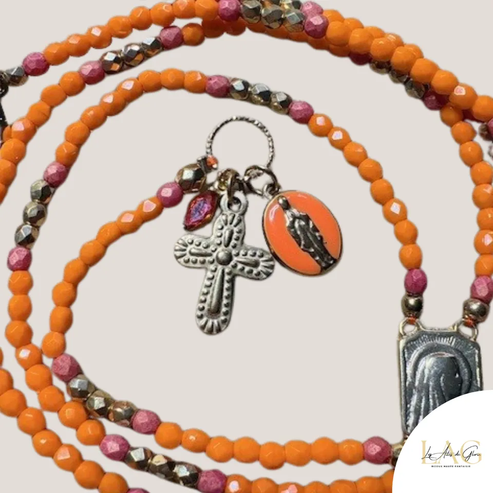 Les Ailes de Gloria Chapelet Boho Orange collier sautoir
