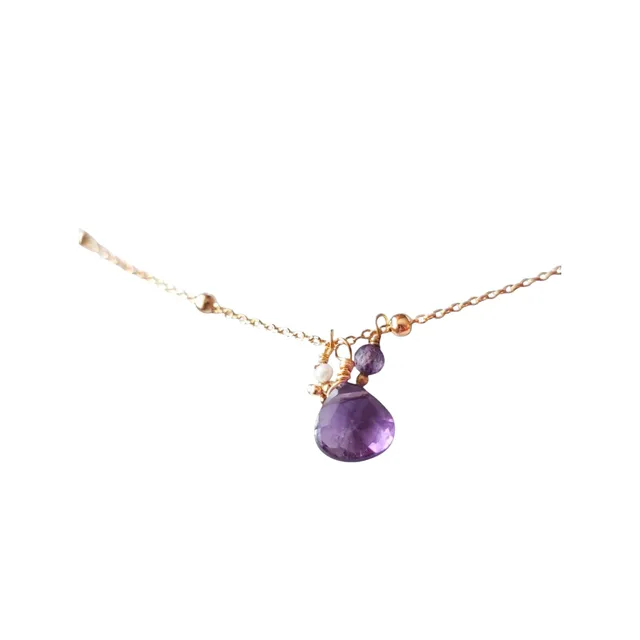 Ô Plum Colliers Grappe collier améthyste perle plaqué or 50cm