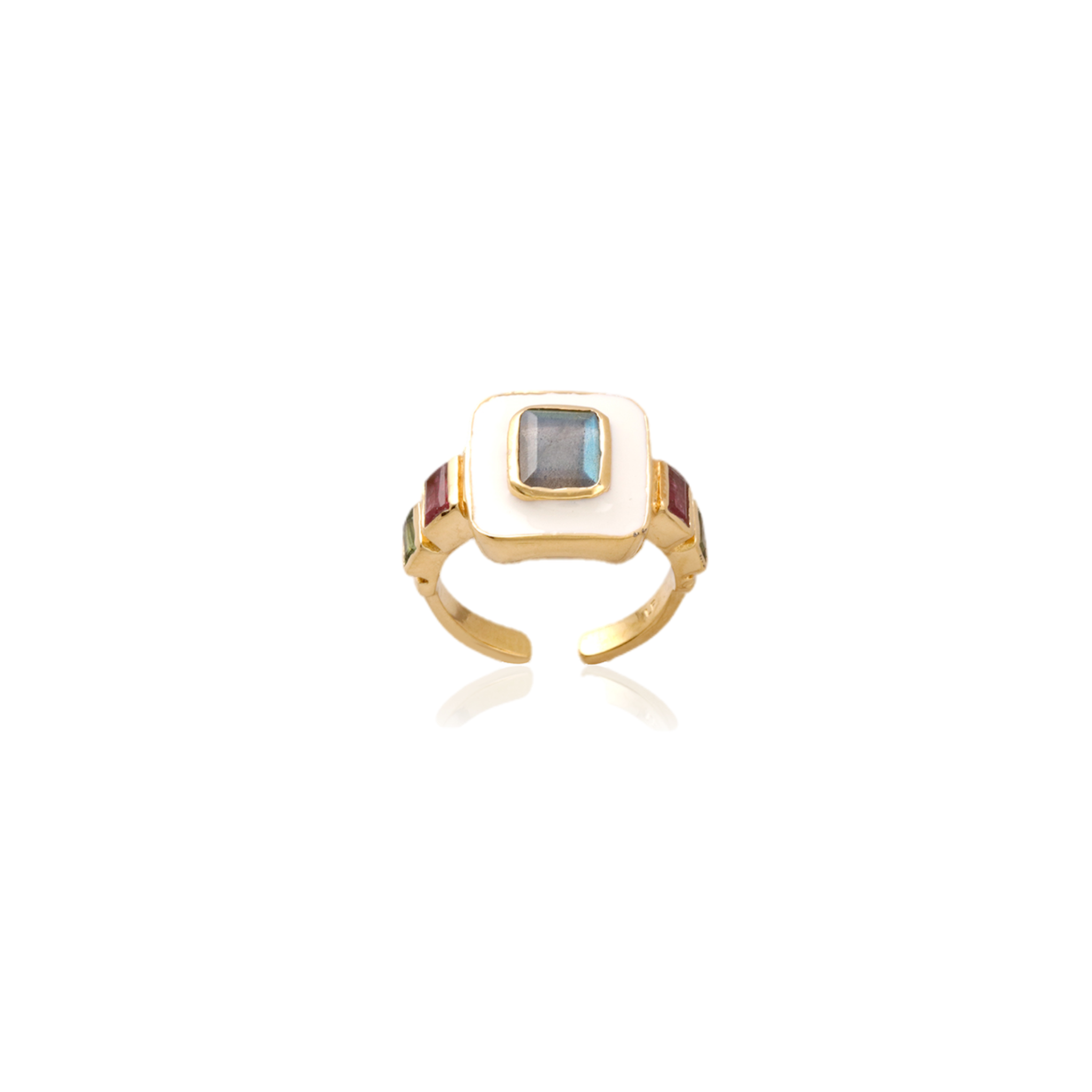 Leticia Ponti Laura bague agate verte péridot émaillée plaqué or