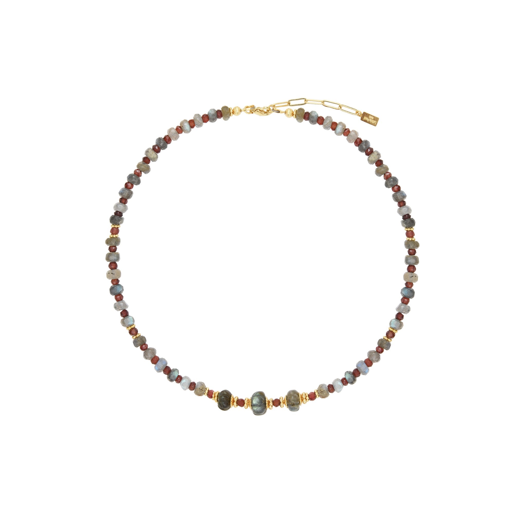Leticia Ponti Odelia collier pierres labradorite grenat