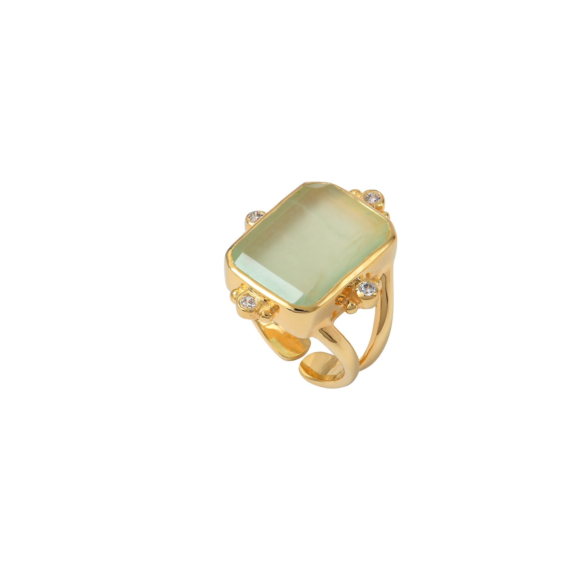 Leticia Ponti Norah bague labradorite ajustable plaqué or