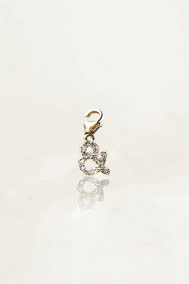 Ô PLUM Lettre & breloque charm plaqué or zircons 2 cm