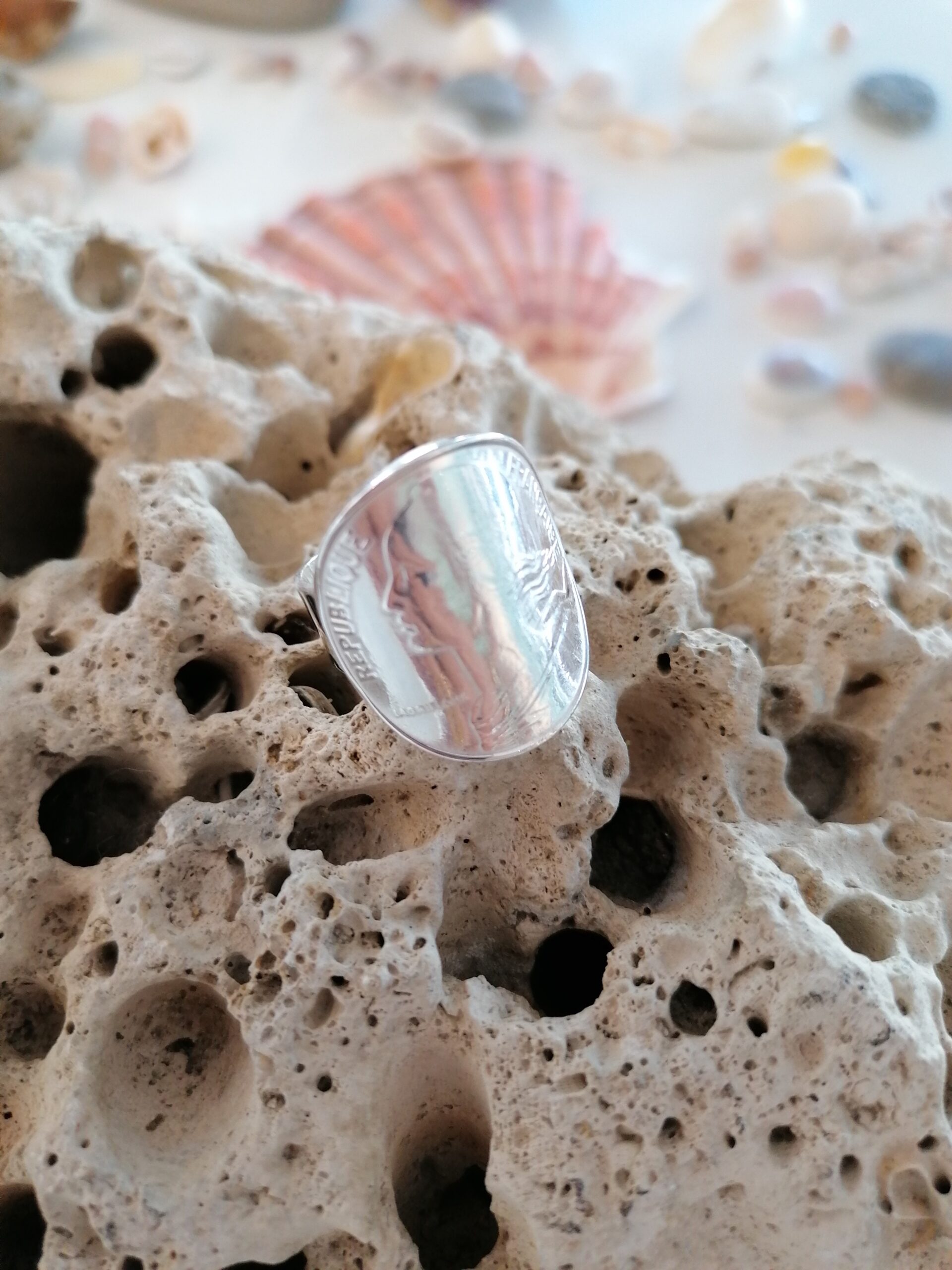 Le P'tit Franc 10 centimes bague plaqué or