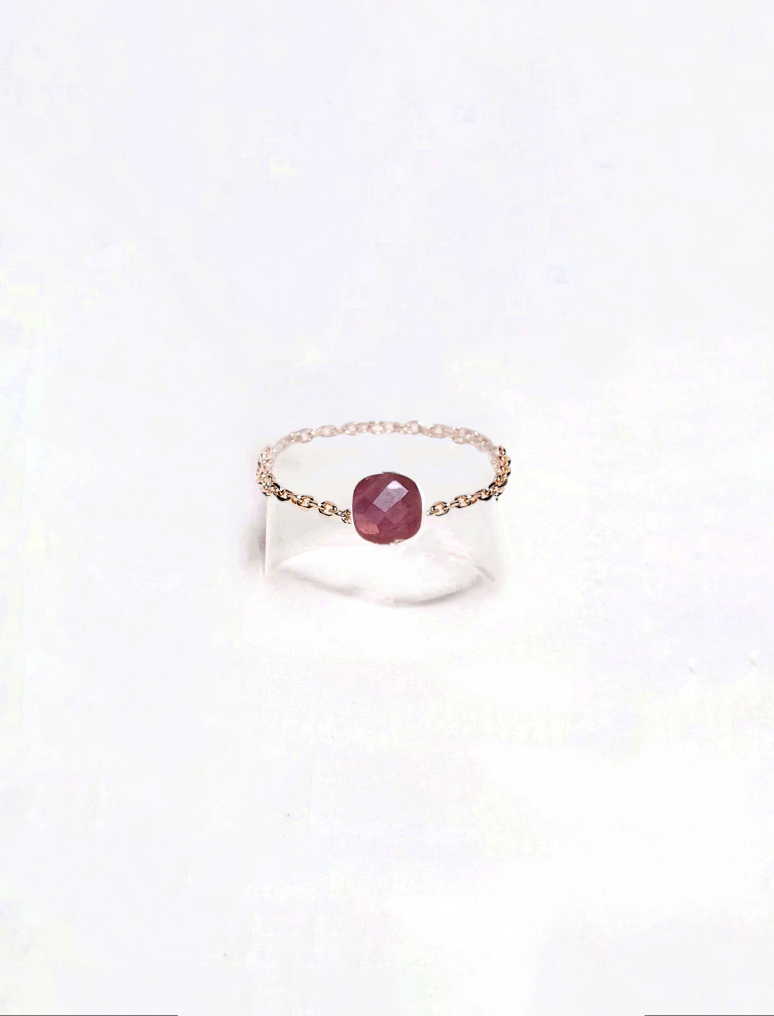 Ô PLUM Hanna bague chaîne rubis d'Inde plaqué or taille 52